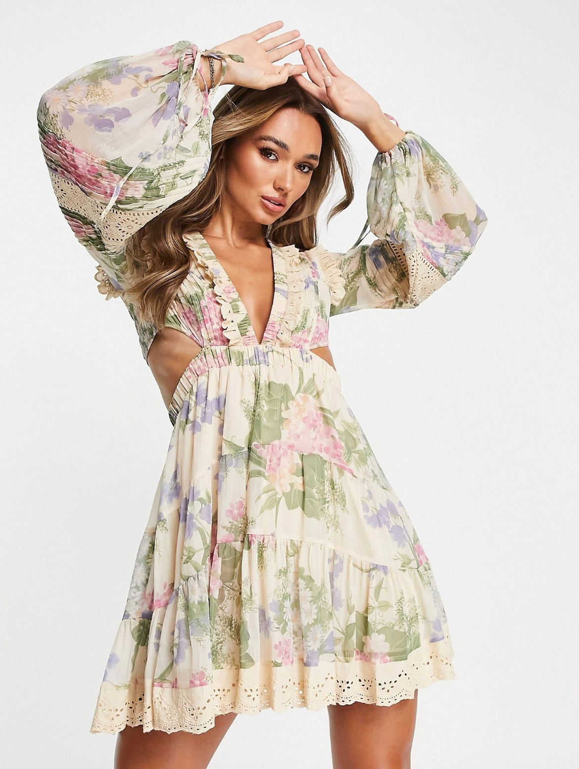 ASOS design floral cut out dress