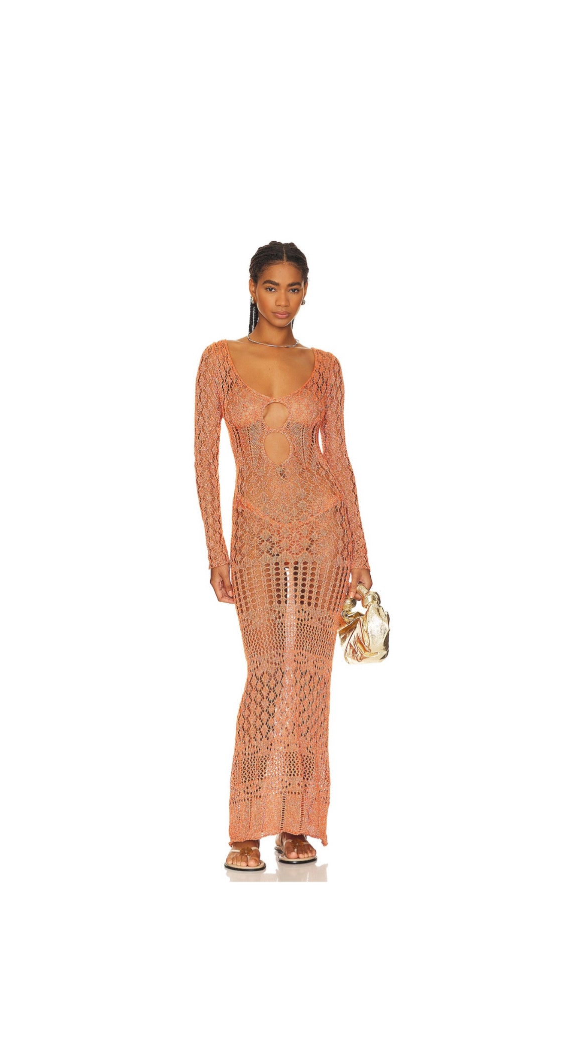 SNDYS long sleeve crochet maxi