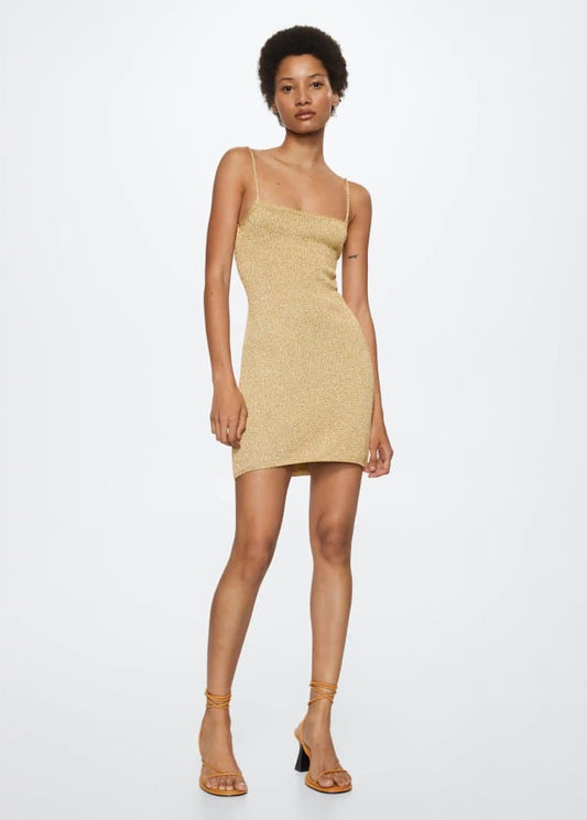 MANGO gold lurex knit mini