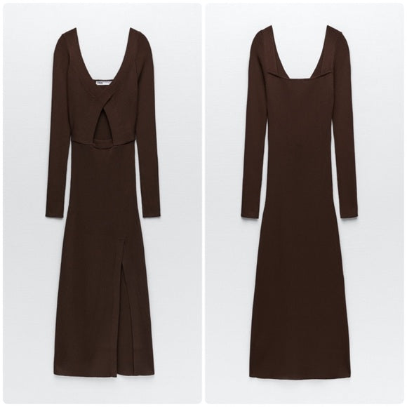 ZARA rib knit cut out maxi