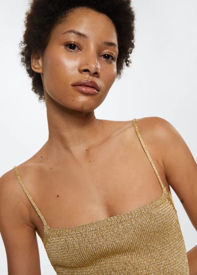 MANGO gold lurex knit mini