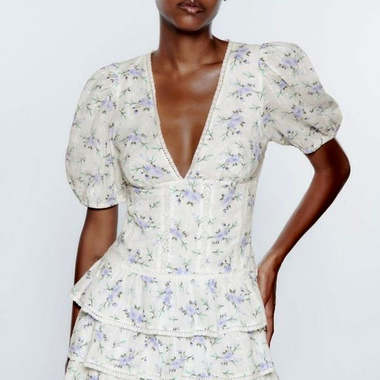 ZARA floral broderie dress