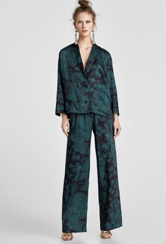 ZARA satin pyjama suit