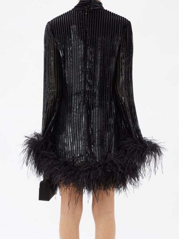 TALLER MARMO Gina sequin feather dress