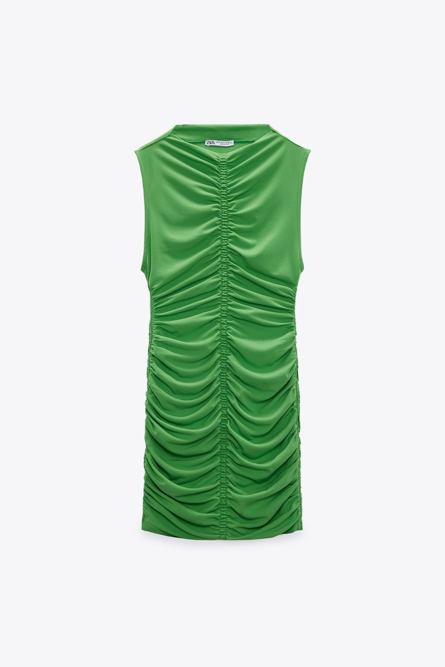 Zara green ruched slinky mini dress